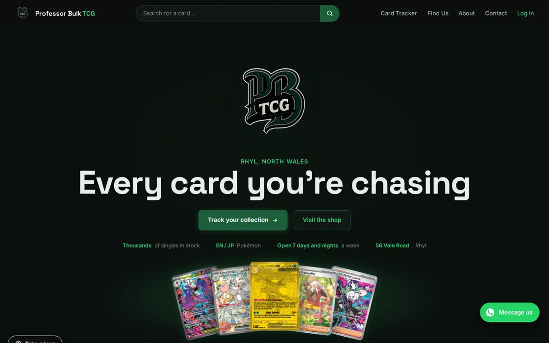Trading card shop website built by Catalyst Bridge