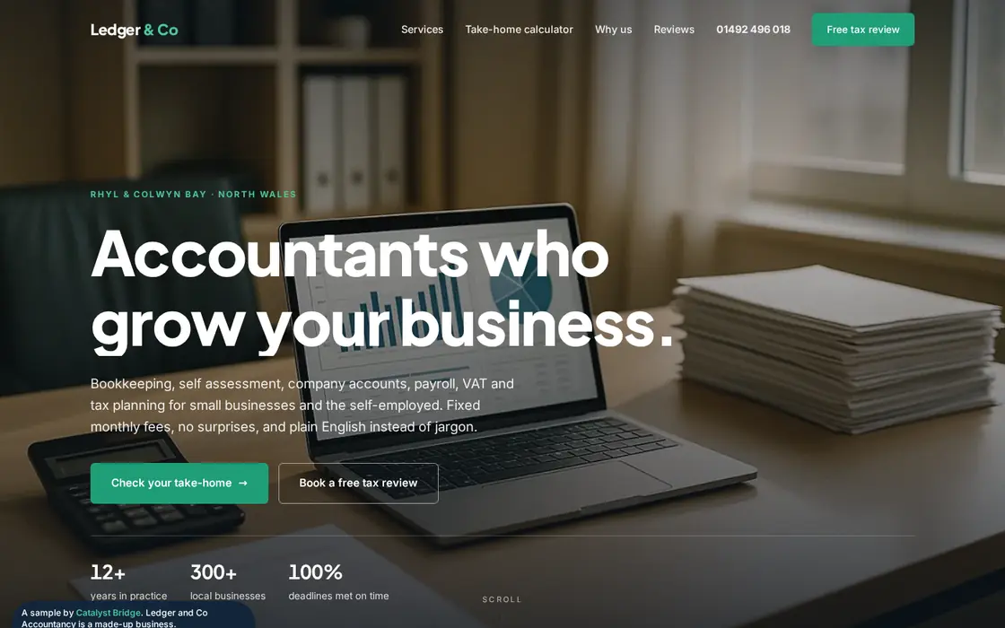 Accountant website built by Catalyst Bridge