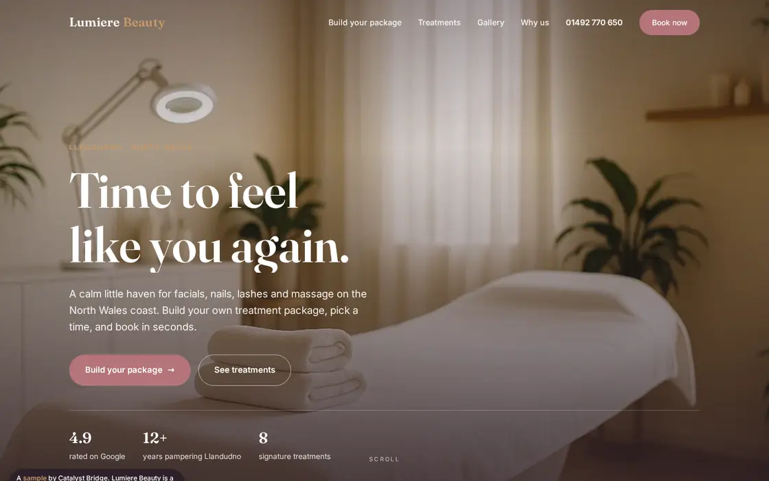 Beauty salon website built by Catalyst Bridge