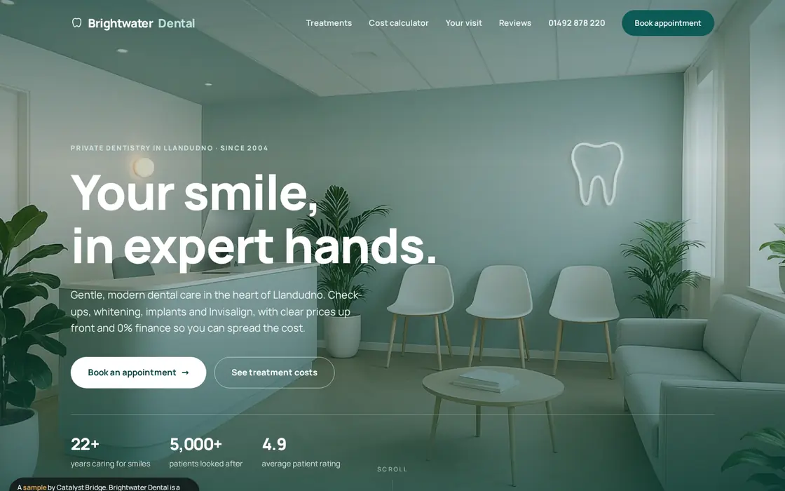 Dentist website built by Catalyst Bridge