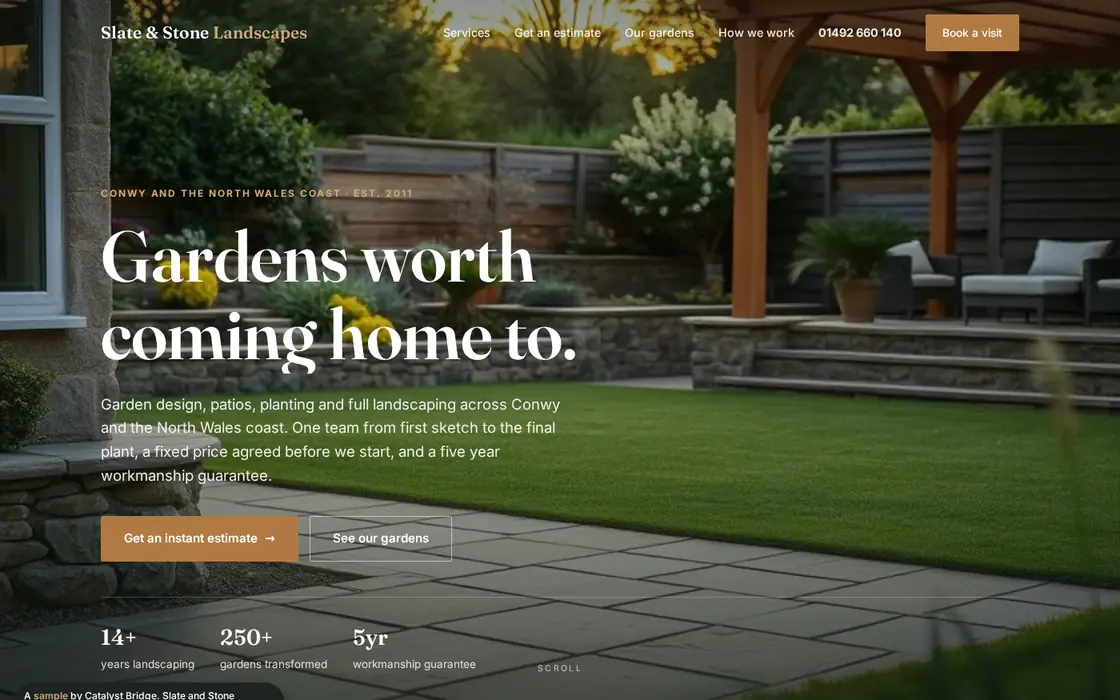 Landscaper website built by Catalyst Bridge
