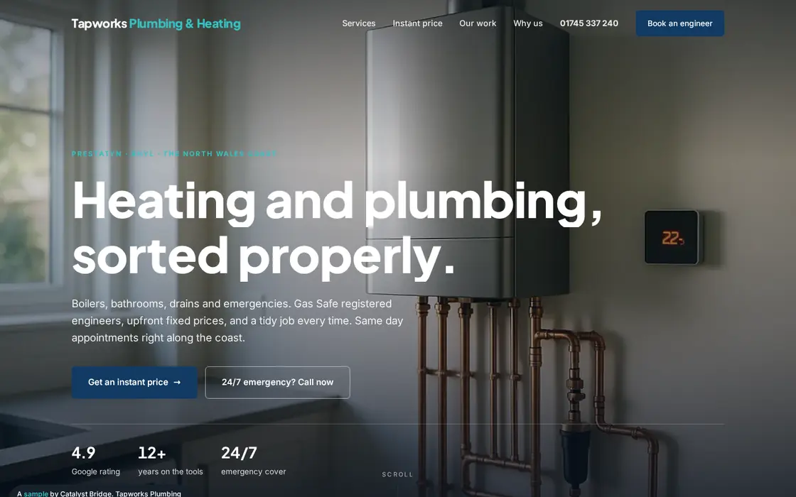 Plumber website built by Catalyst Bridge